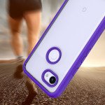 Wholesale Google Pixel 3A XL Clear Transparent Dual Defense Hybrid Armor Case (Purple)